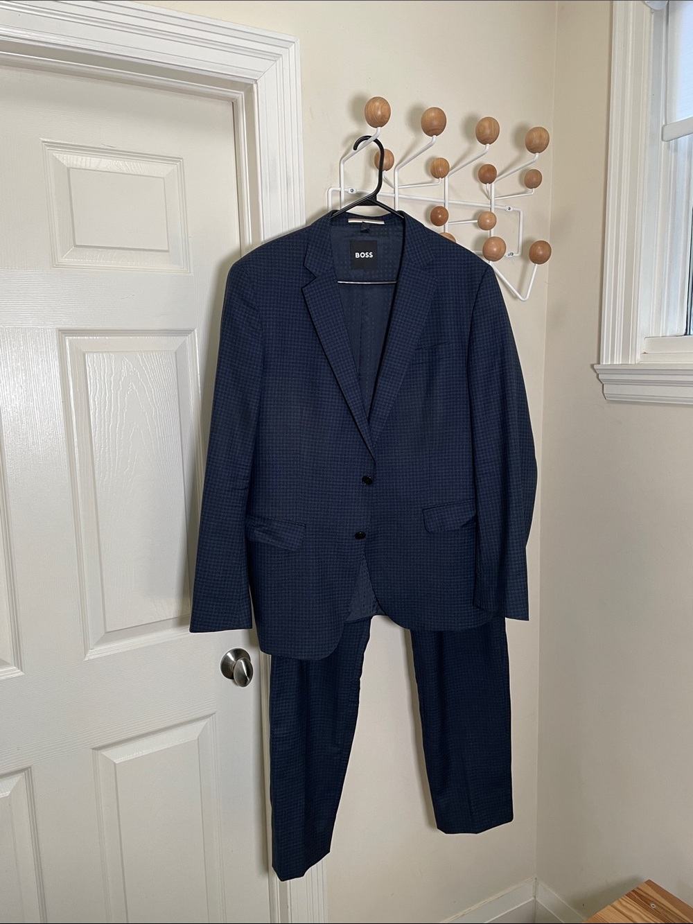 Hugo Boss - Hounds Tooth Old Money Blazer Suit Jacket & Pants - Blue / Black 44R